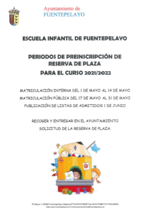 Imagen MATRICULA ESCUELA INFANTIL DE FUENTEPELAYO 21-22